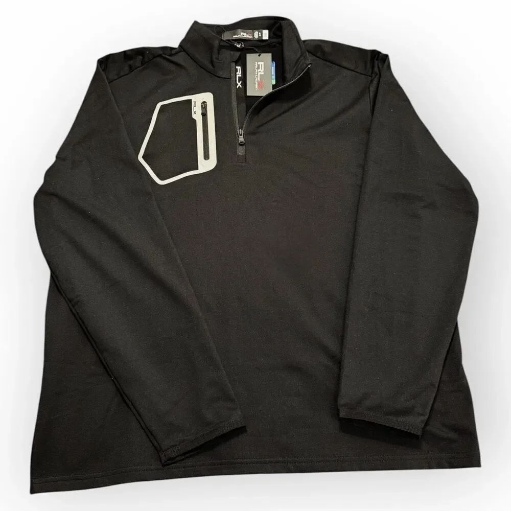 RLX Ralph Lauren Luxury Golf Performance Pullover Black 1/4 Zip Jersey size XL